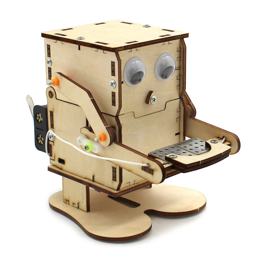 Robot Eating Coin Wooden DIY E - Science Project Robot recension och pris